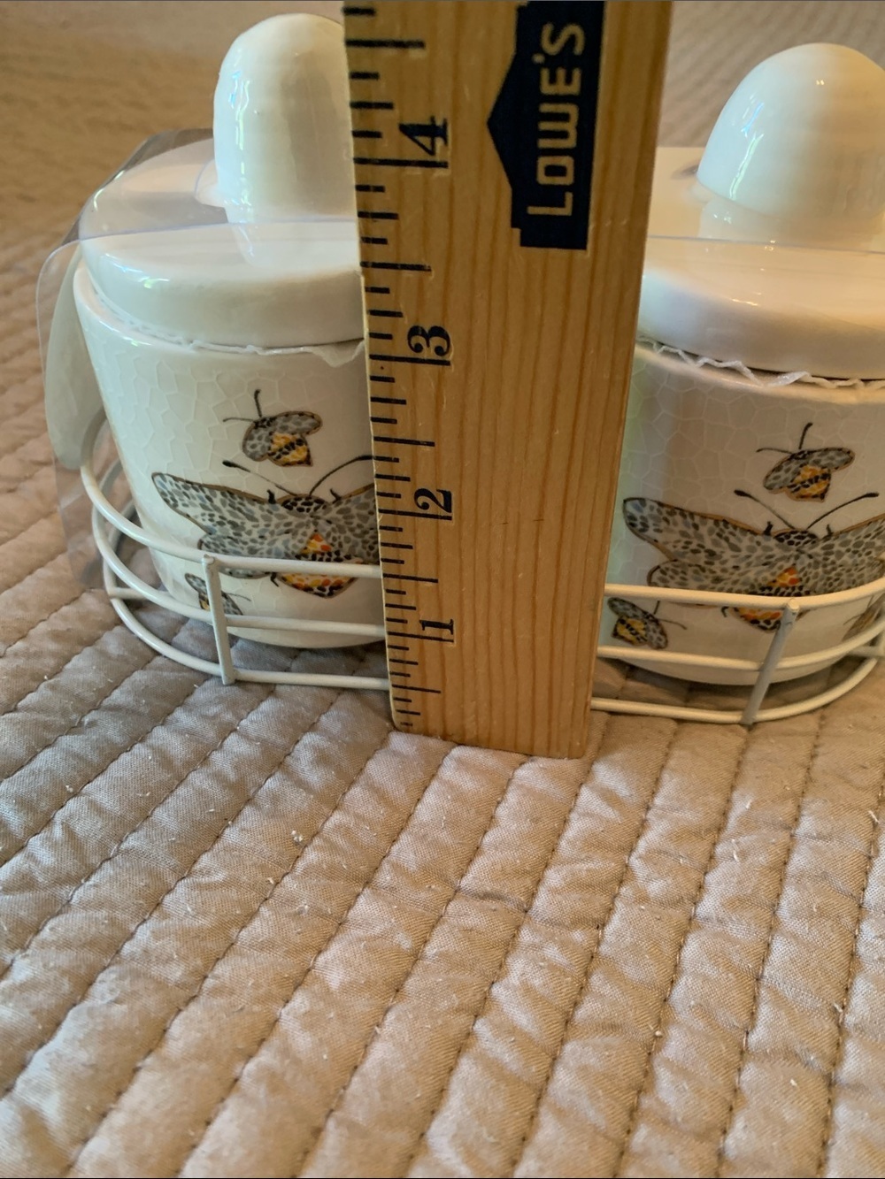 Butterfly SALT & PEPPER CELLARS & HOLDER Containers glazed glass NEW - Picture 6 of 7